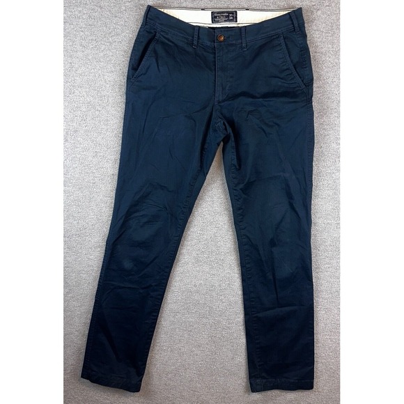Abercrombie Fitch Kennan Straight Stretch Chino Pants 33x33 Navy Golf (Tag31x34) - Picture 1 of 7